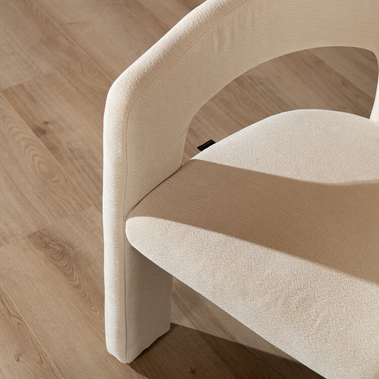 Chaise de salle à manger scandinave Bibi en tissu chenille off-white
