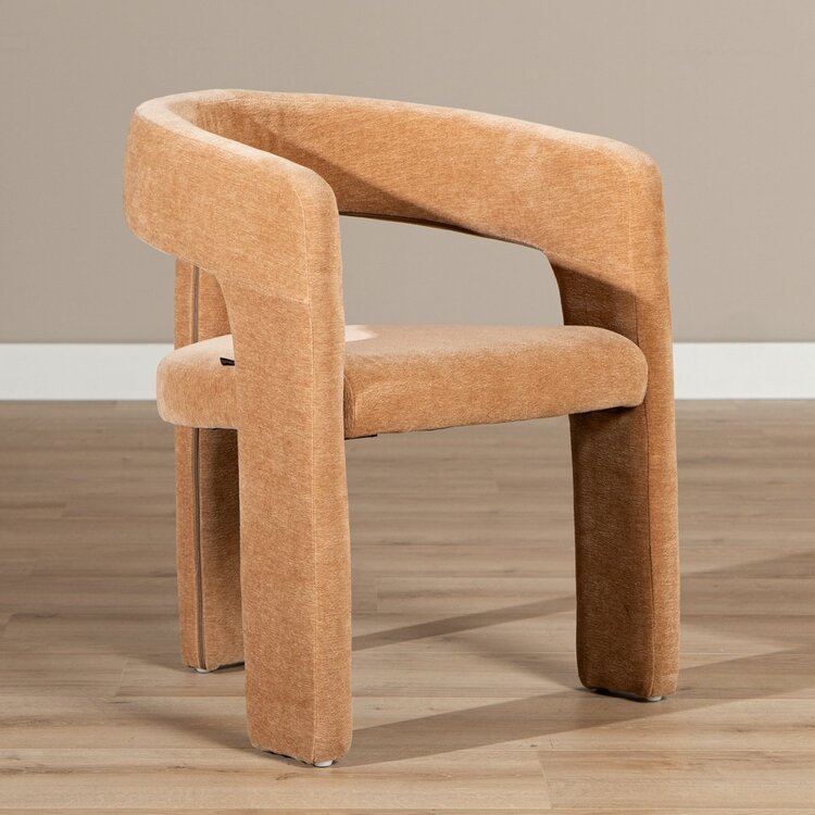 Chaise de salle à manger scandinave Bibi en tissu chenille terracotta