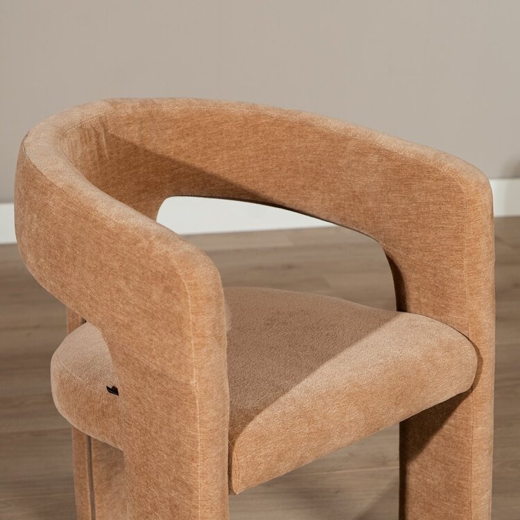 Chaise de salle à manger scandinave Bibi en tissu chenille terracotta