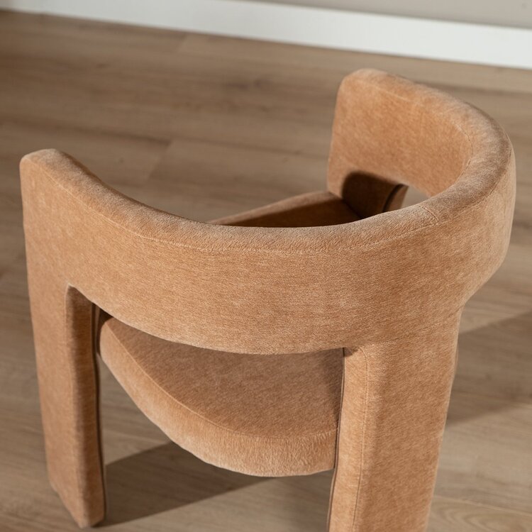 Chaise de salle à manger scandinave Bibi en tissu chenille terracotta