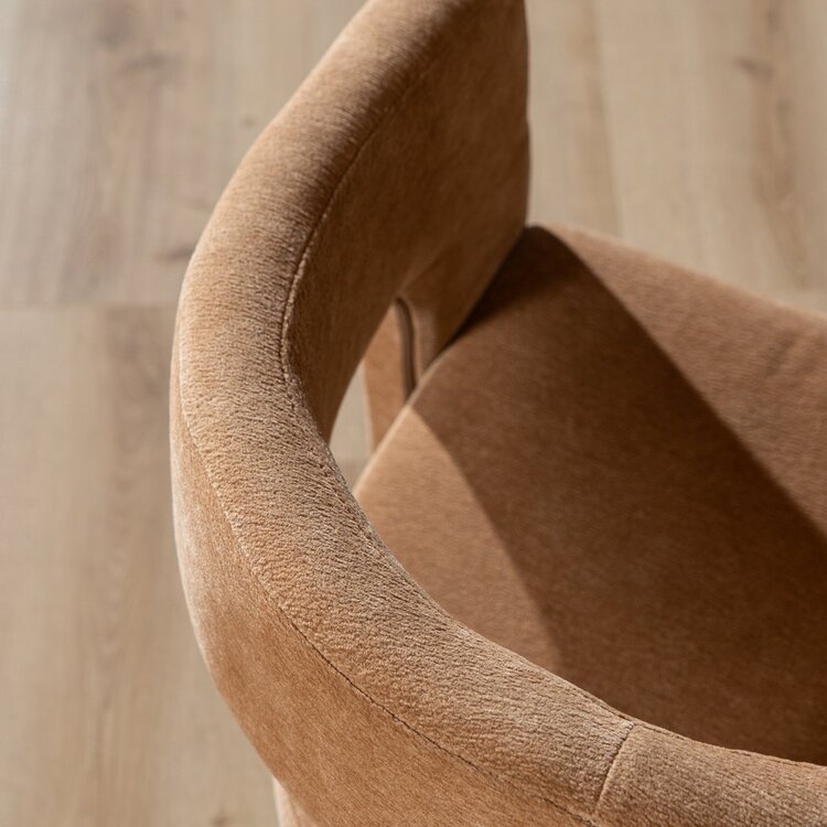 Chaise de salle à manger scandinave Bibi en tissu chenille terracotta