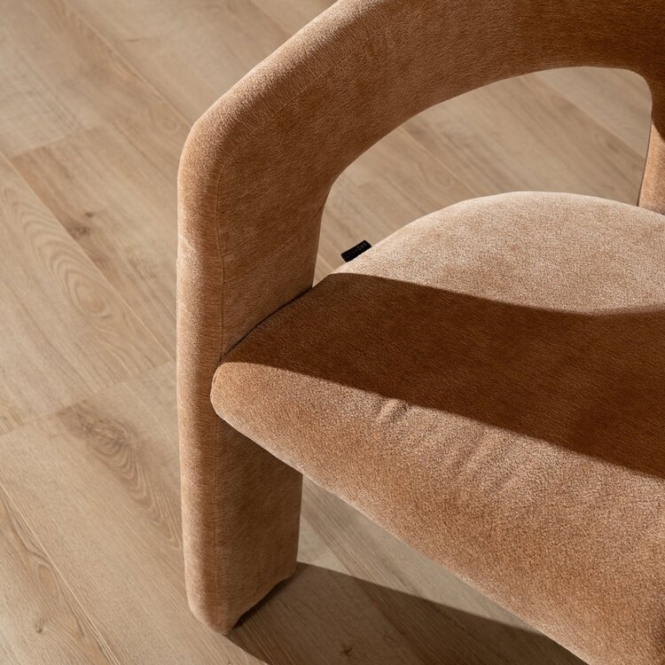 Chaise de salle à manger scandinave Bibi en tissu chenille terracotta