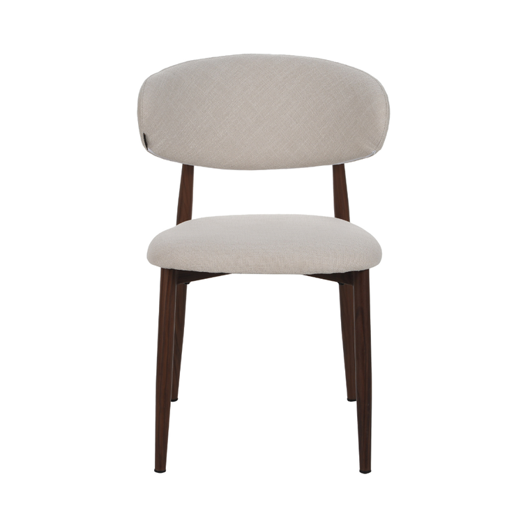 Chaise Lara avec tissu en lin déperlant et structure effet bois | Livin24