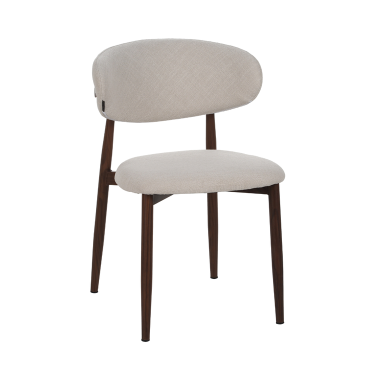 Chaise Lara avec tissu en lin déperlant et structure effet bois | Livin24