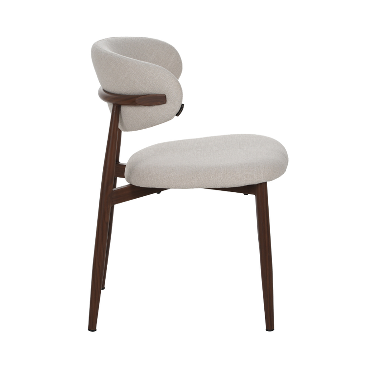 Chaise Lara avec tissu en lin déperlant et structure effet bois | Livin24