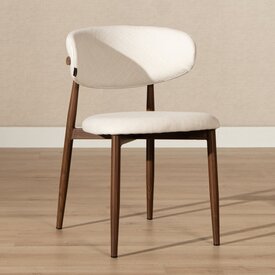 Chaise de salle à manger Lara en lin blanc cassé