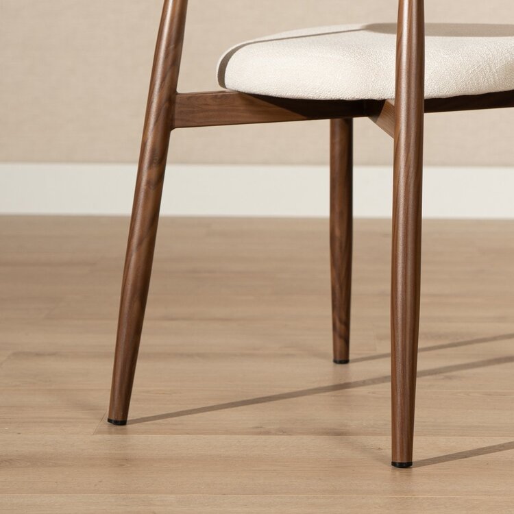 Chaise Lara avec tissu en lin déperlant et structure effet bois | Livin24