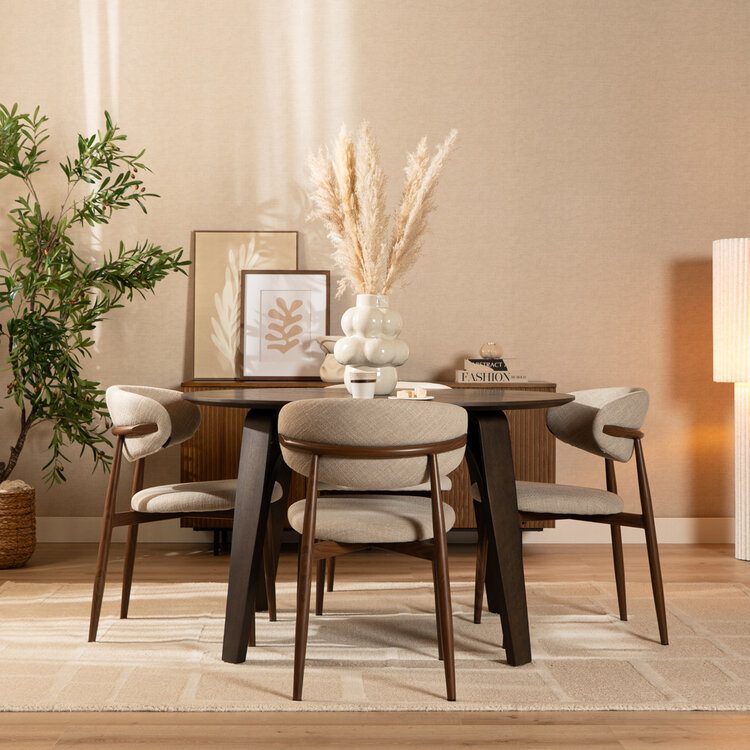 Chaise de salle à manger Lara en lin taupe