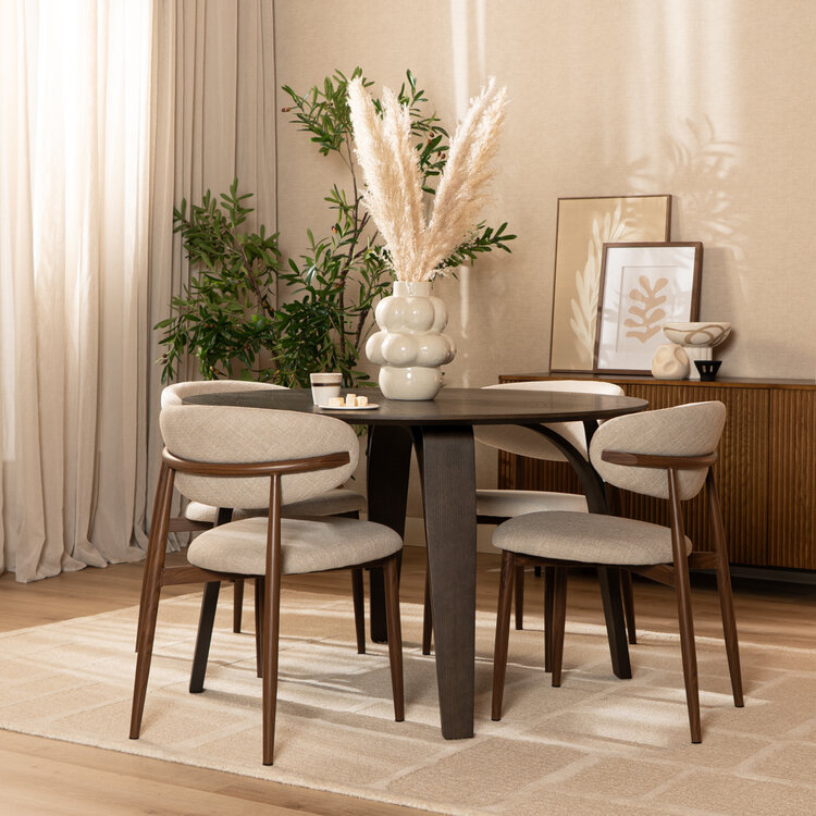 Chaise de salle à manger Lara en lin taupe