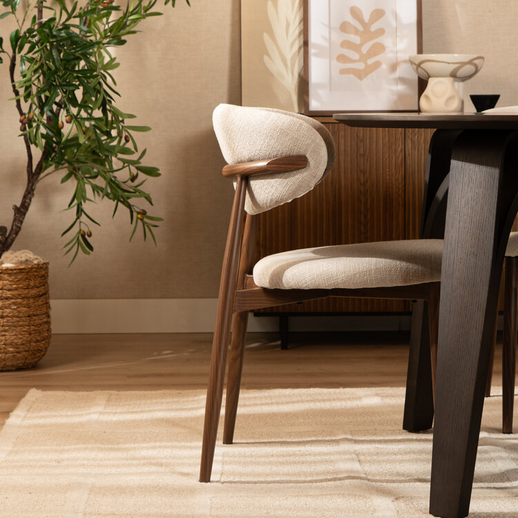 Chaise de salle à manger Lara en lin taupe