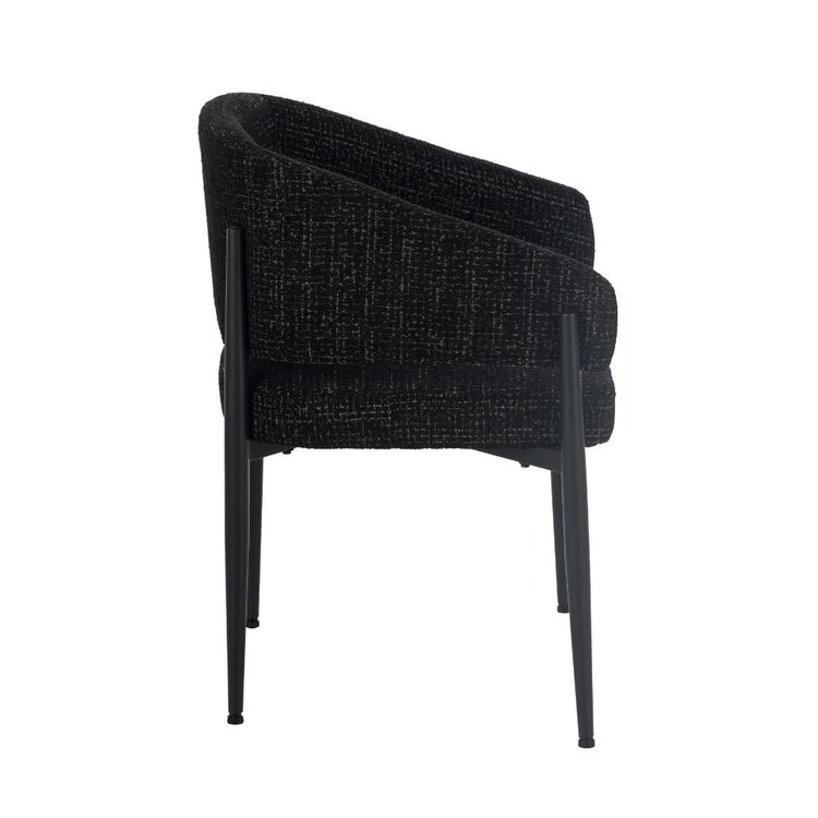 Chaise de salle à manger Armin tissu chiné noir