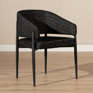 Chaise de salle à manger Armin tissu chiné noir