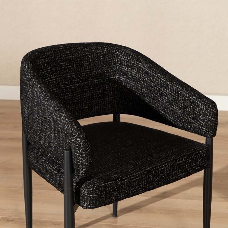 Chaise de salle à manger Armin tissu chiné noir