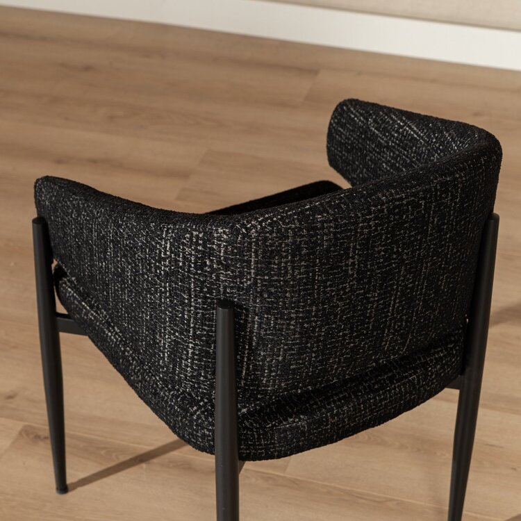 Chaise de salle à manger Armin tissu chiné noir