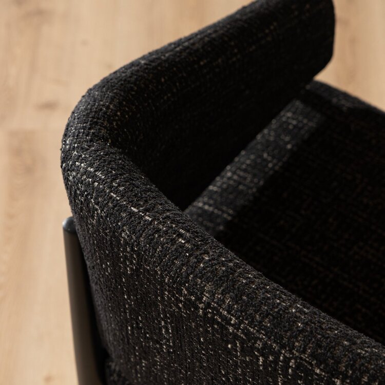 Chaise de salle à manger Armin tissu chiné noir