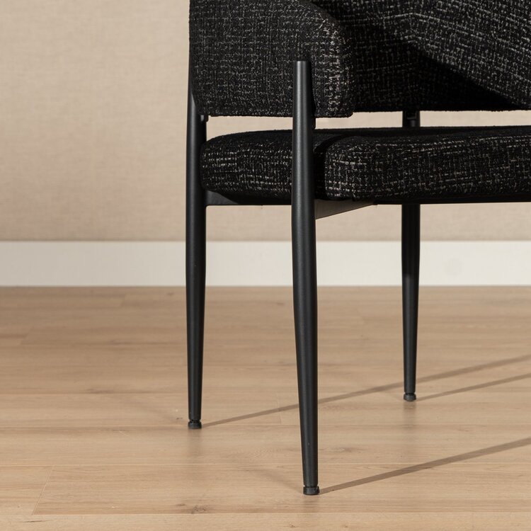 Chaise de salle à manger Armin tissu chiné noir