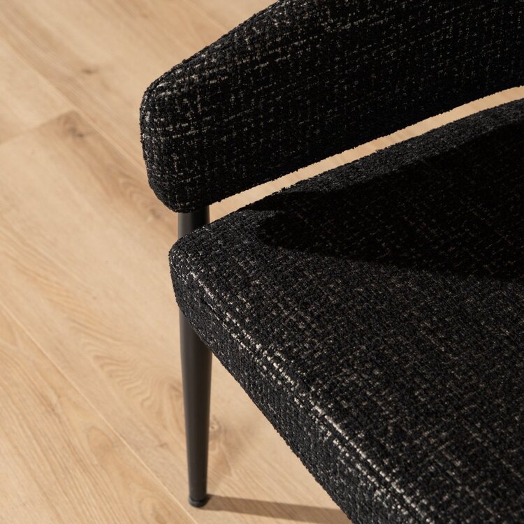 Chaise de salle à manger Armin tissu chiné noir