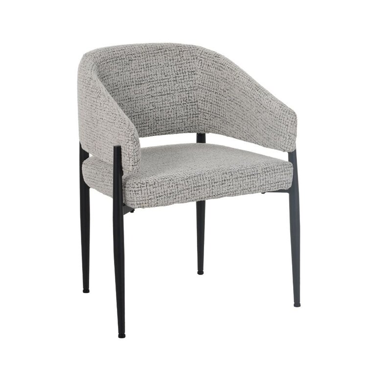 Chaise de salle à manger Armin tissu chiné blanc cassé/noir