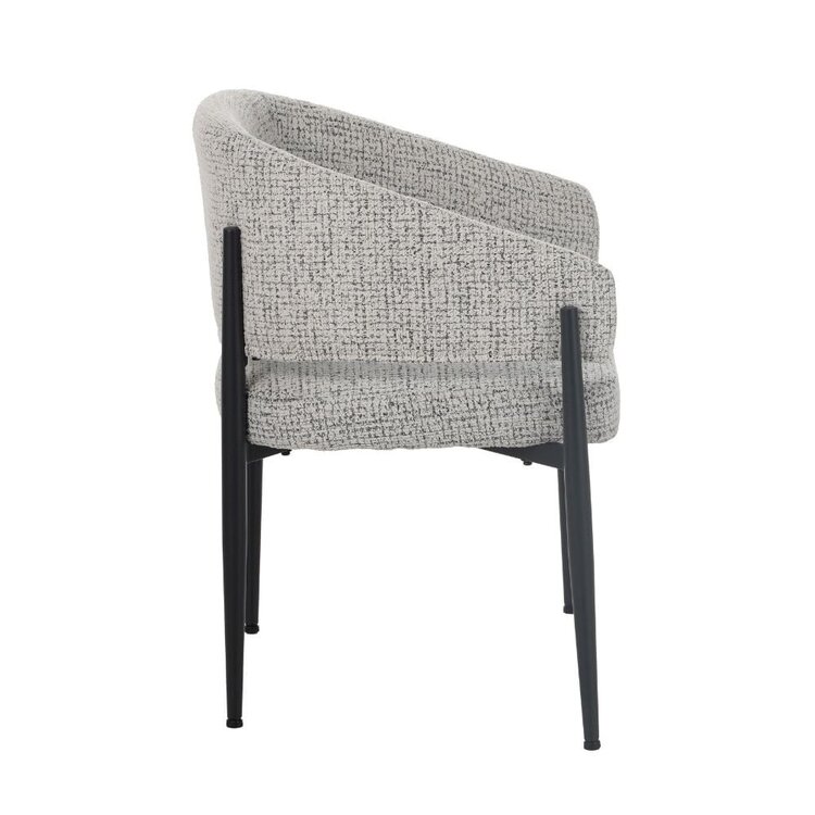 Chaise de salle à manger Armin tissu chiné blanc cassé/noir