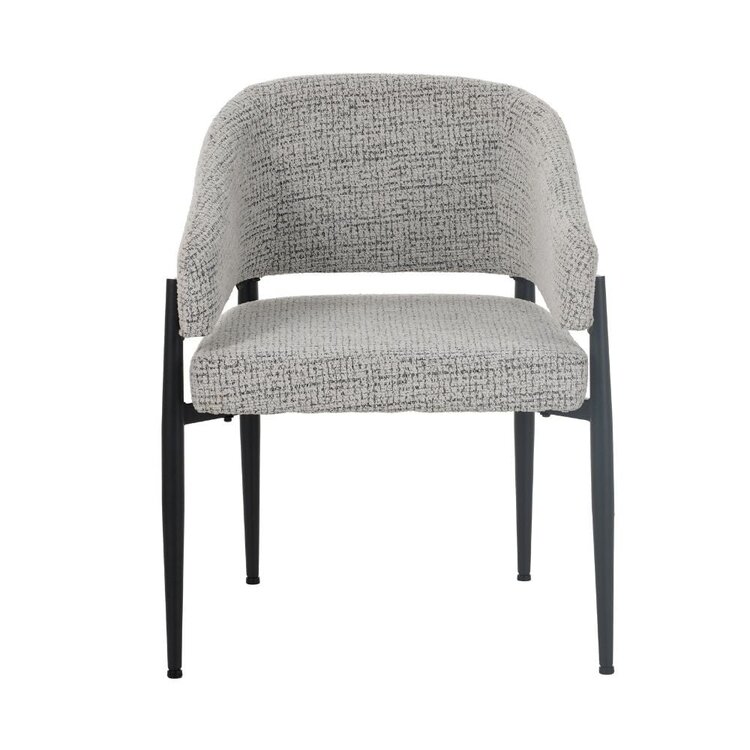 Chaise de salle à manger Armin tissu chiné blanc cassé/noir