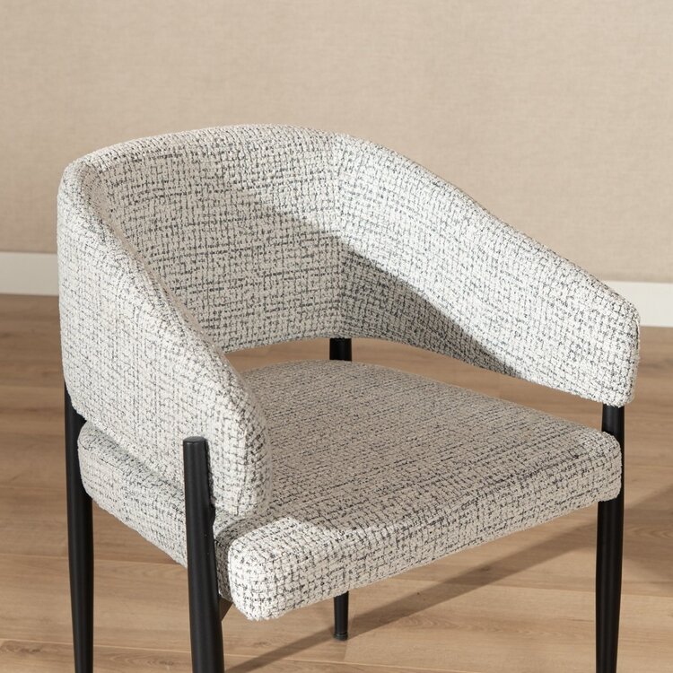 Chaise de salle à manger Armin tissu chiné blanc cassé/noir