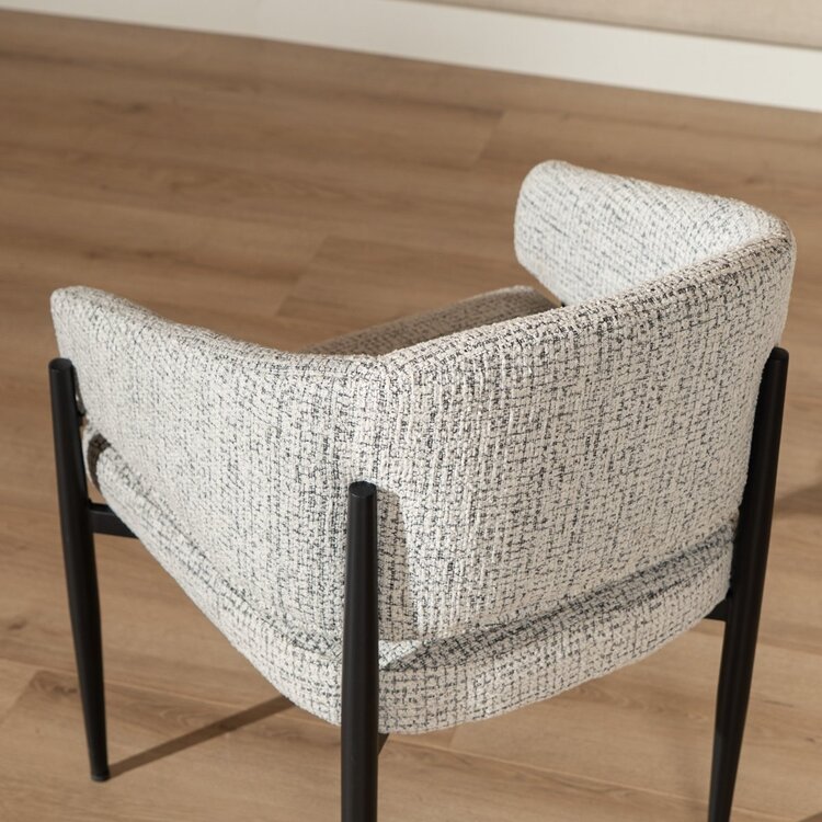 Chaise de salle à manger Armin tissu chiné blanc cassé/noir