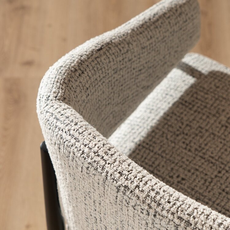 Chaise de salle à manger Armin tissu chiné blanc cassé/noir