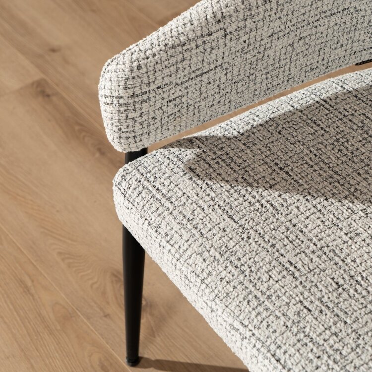 Chaise de salle à manger Armin tissu chiné blanc cassé/noir