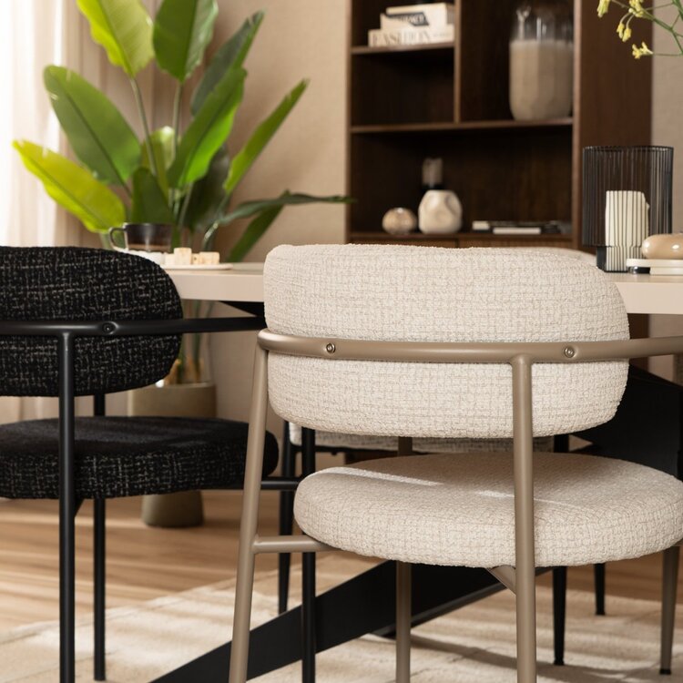 Chaise de salle à manger Nicky tissu chiné beige
