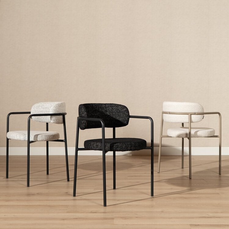 Chaise de salle à manger Nicky tissu chiné beige