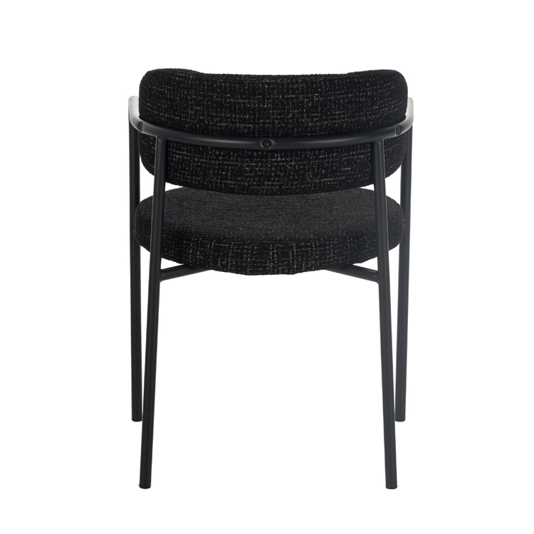 Chaise de salle à manger Nicky tissu chiné noir