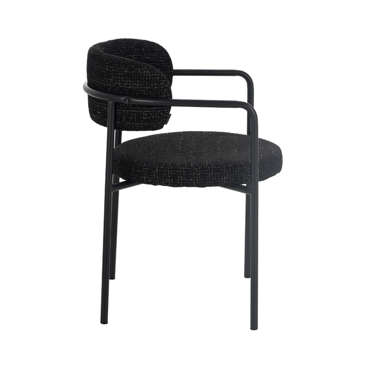 Chaise de salle à manger Nicky tissu chiné noir