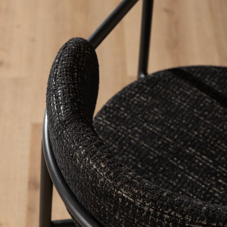 Chaise de salle à manger Nicky tissu chiné noir