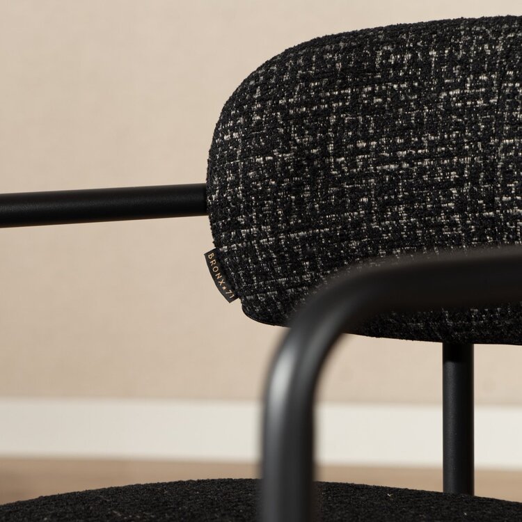 Chaise de salle à manger Nicky tissu chiné noir