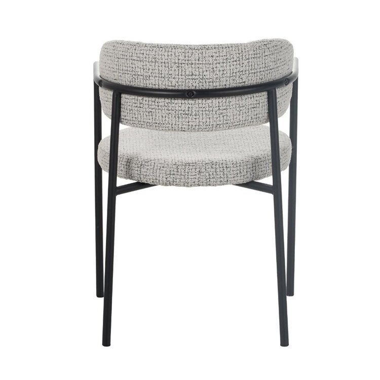 Chaise de salle à manger Nicky tissu chiné blanc cassé/noir