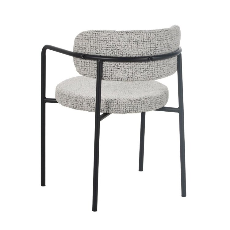 Chaise de salle à manger Nicky tissu chiné blanc cassé/noir