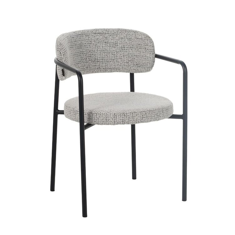 Chaise de salle à manger Nicky tissu chiné blanc cassé/noir