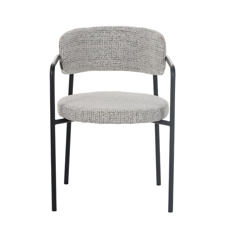 Chaise de salle à manger Nicky tissu chiné blanc cassé/noir