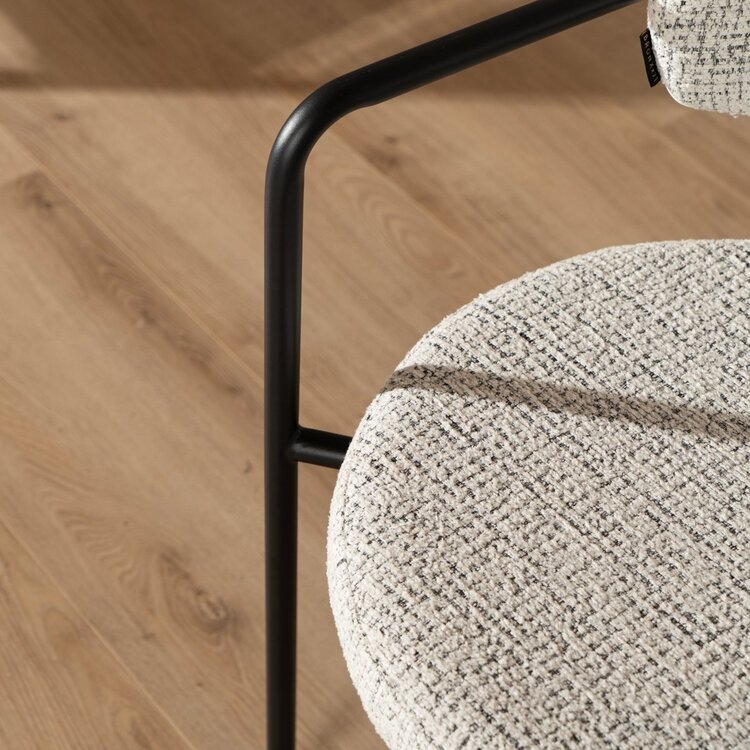 Chaise de salle à manger Nicky tissu chiné blanc cassé/noir