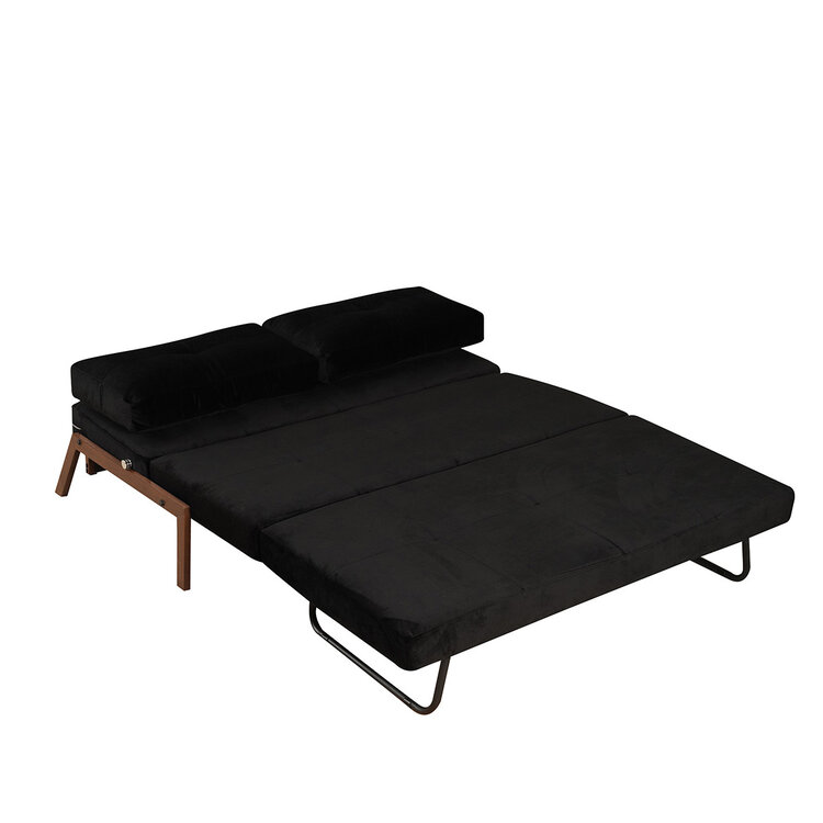 Canapé convertible lit 140 x 200 cm Mikko en velours noir