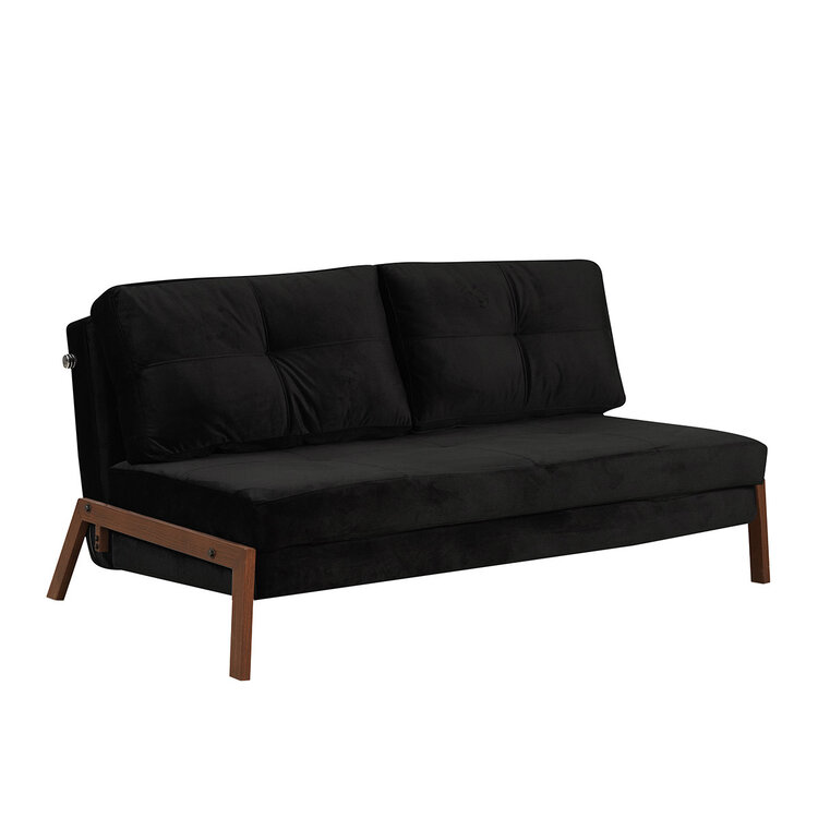 Canapé convertible lit 140 x 200 cm Mikko en velours noir