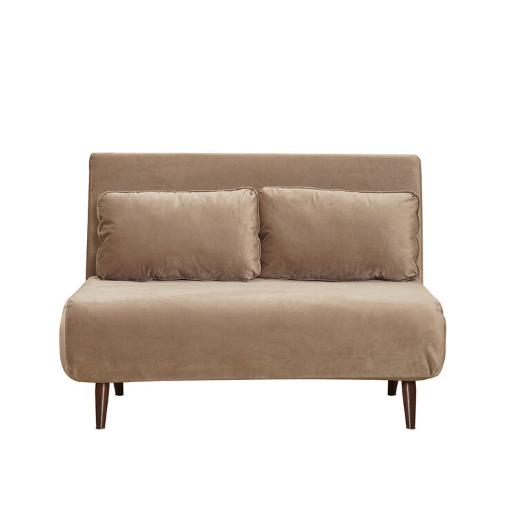 Canapé convertible lit 120 x 190 cm Kristian en velours taupe
