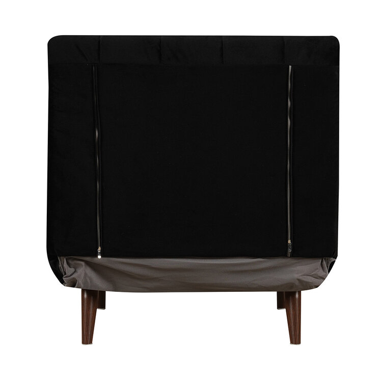 Fauteuil convertible lit 80 x 190 cm Hanna en velours noir