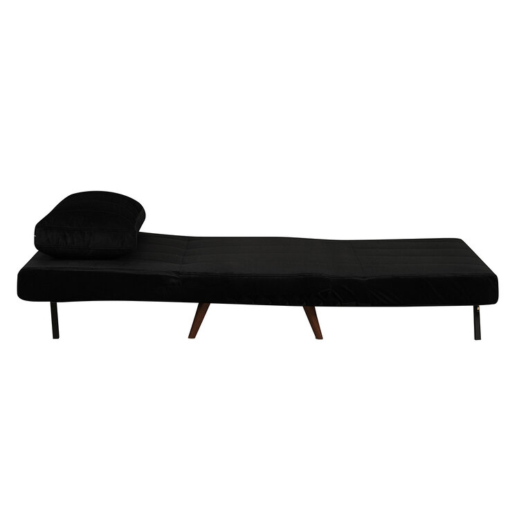 Fauteuil convertible lit 80 x 190 cm Hanna en velours noir