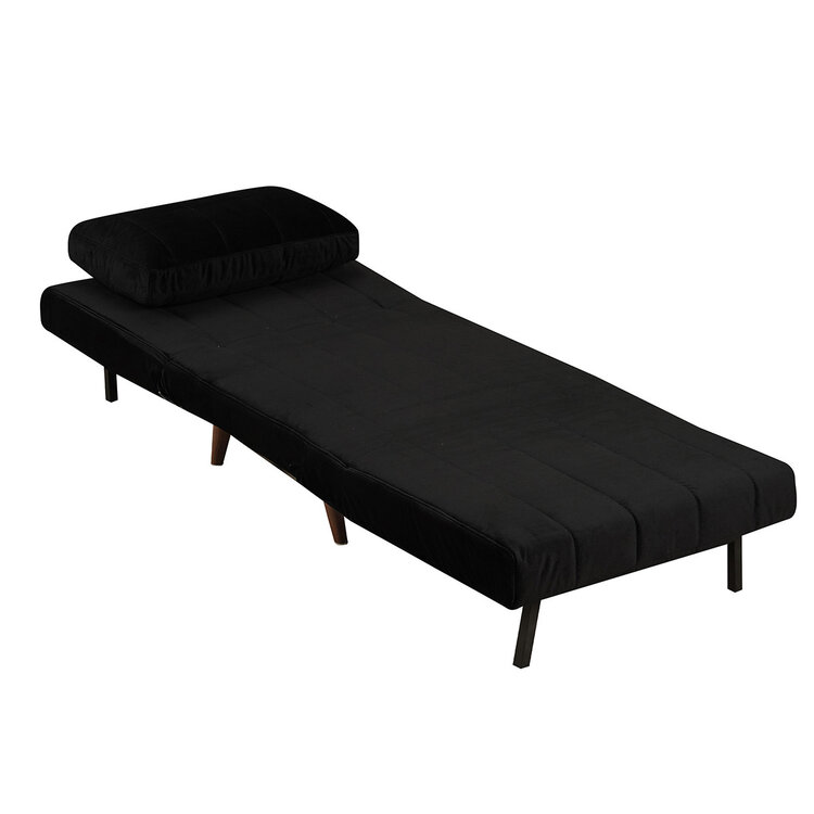 Fauteuil convertible lit 80 x 190 cm Hanna en velours noir