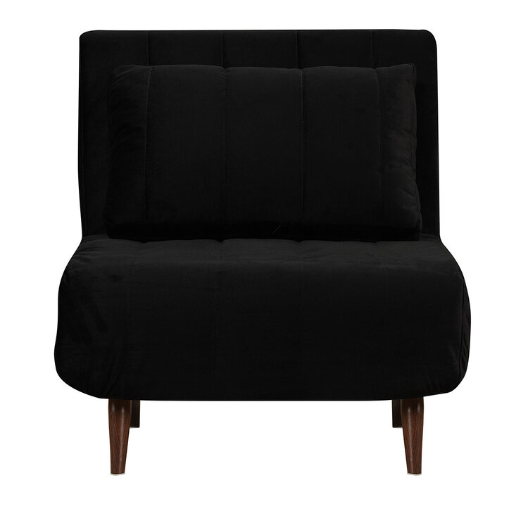 Fauteuil convertible lit 80 x 190 cm Hanna en velours noir