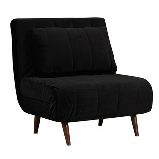 Fauteuil convertible lit 80 x 190 cm Hanna en velours noir