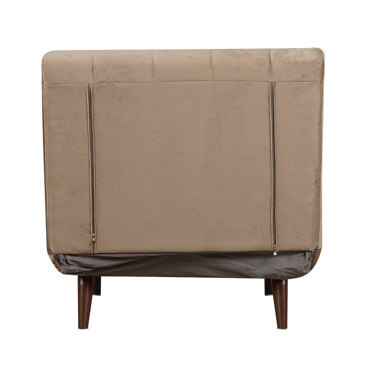 Fauteuil convertible lit 80 x 190 cm Hanna en velours taupe
