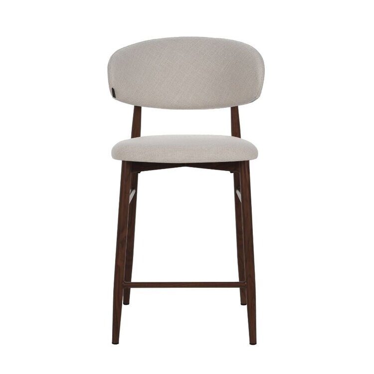 Tabouret de bar Lara en lin blanc cassé 70 cm