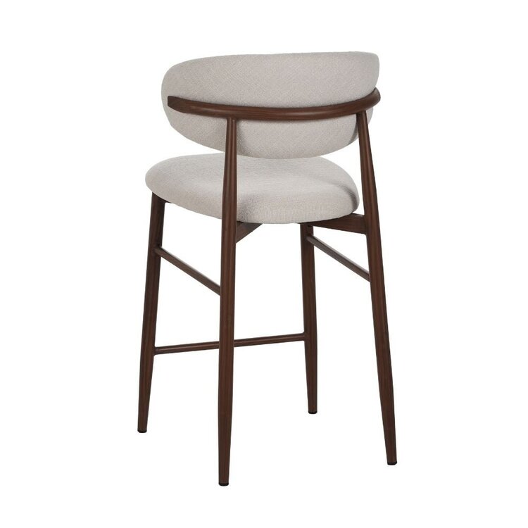 Tabouret de bar Lara en lin blanc cassé 70 cm